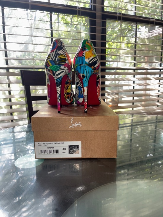 Christian Louboutin Shoes - Christian Louboutin Multicolor Patent Leather Stiletto Pumps with Red Soles